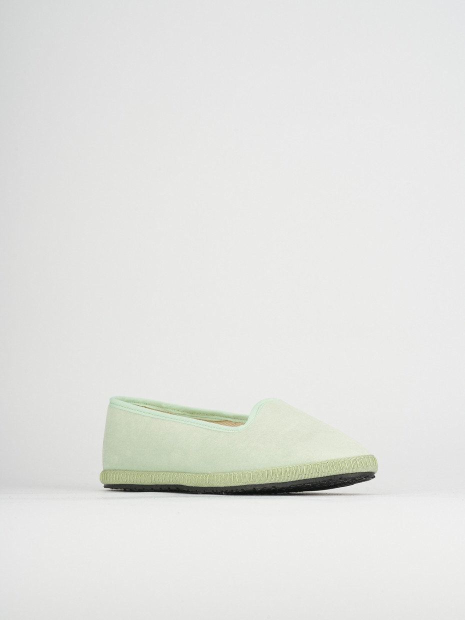 Ballerina friulana tacco 1 cm verde tessuto