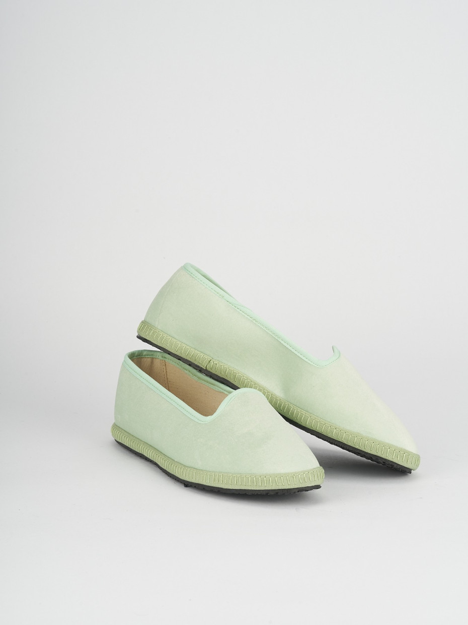 Ballerina friulana tacco 1 cm verde tessuto