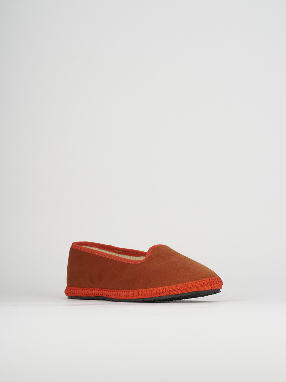 Ballerina tacco 1 cm arancio velluto