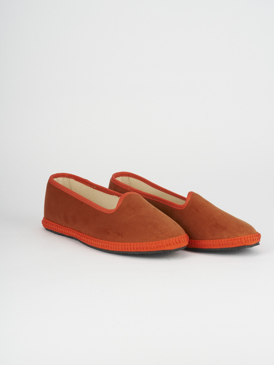 Flat shoes woman heel 1 cm orange velvet Barca Stores
