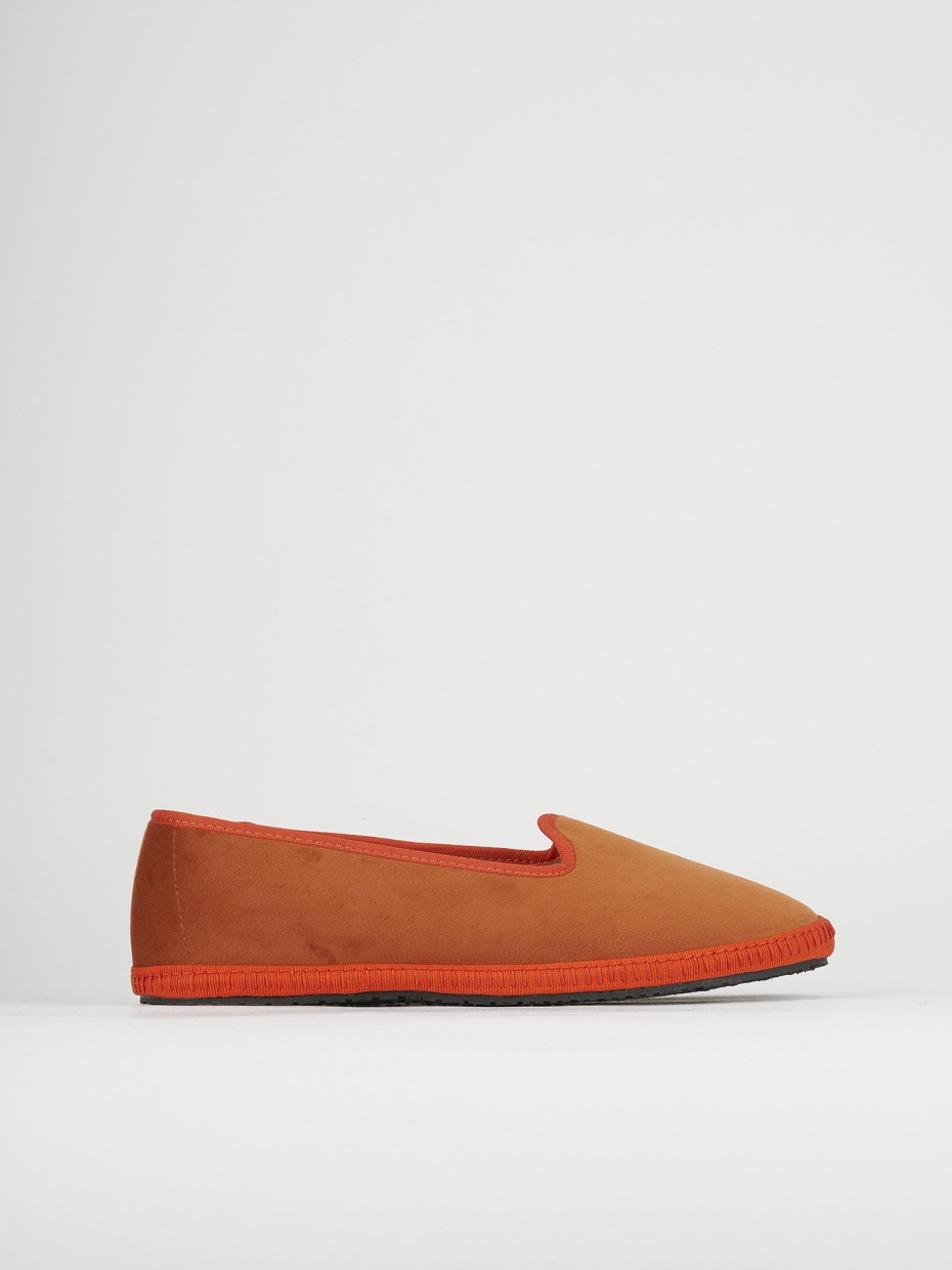Ballerina tacco 1 cm arancio velluto
