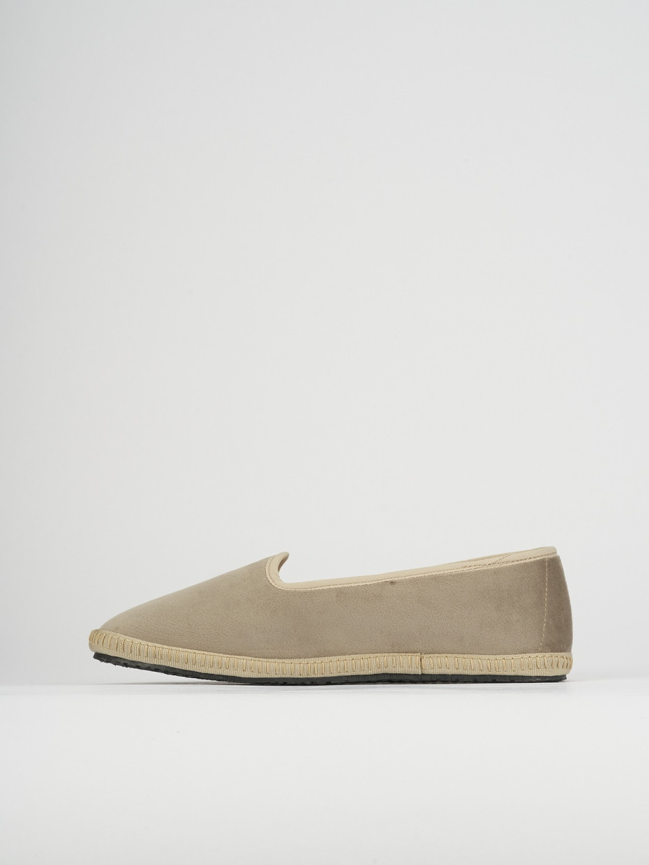 Flat shoes heel 1 cm beige tissue