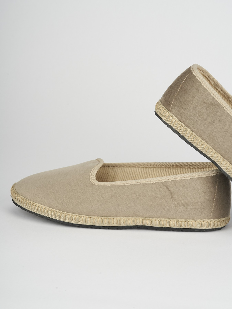 Flat shoes heel 1 cm beige tissue