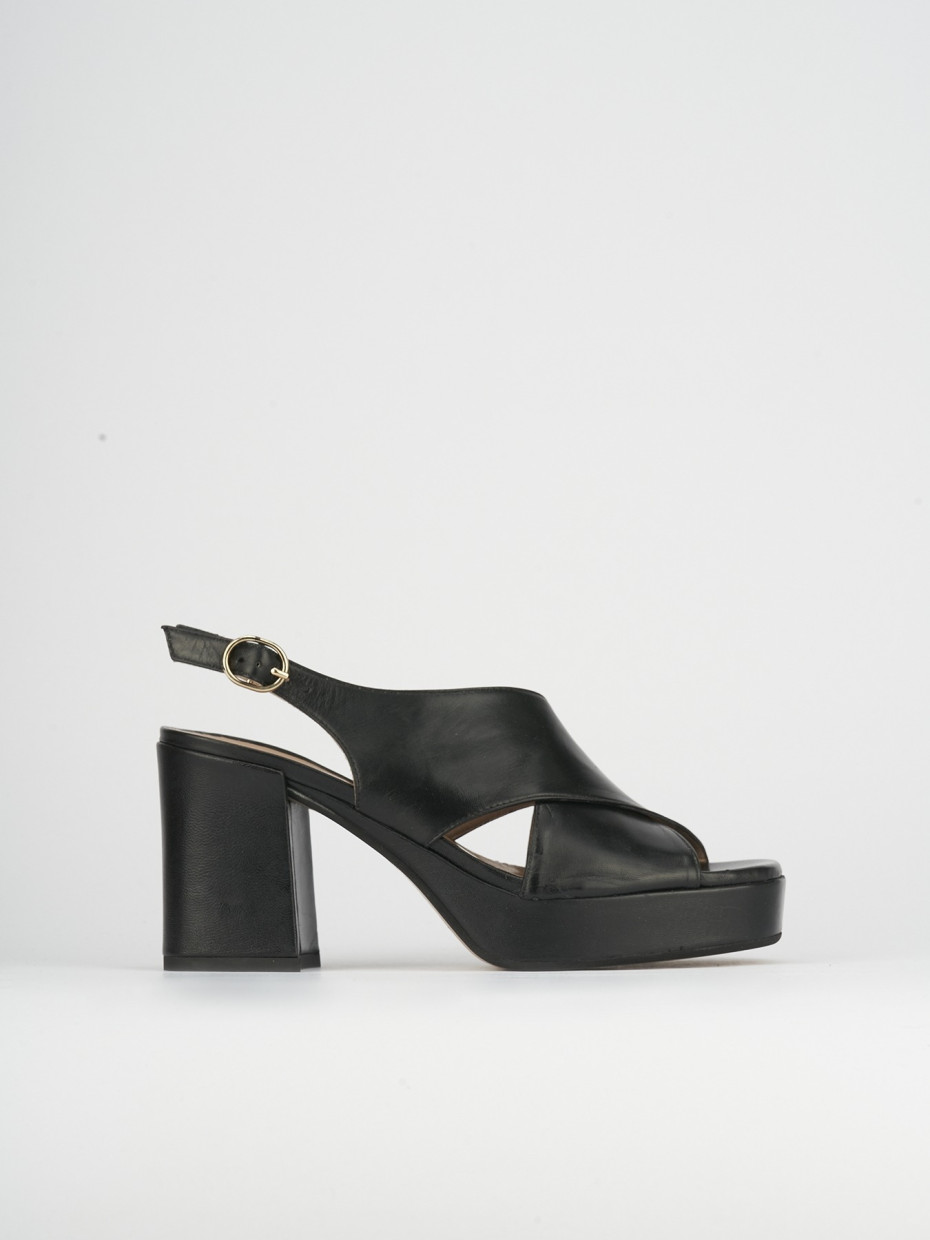 High heel sandals heel 9 cm black leather