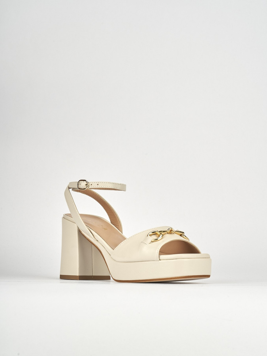 Sandalo tacco 7 cm bianco pelle