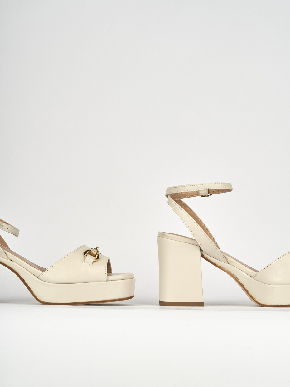 Sandalo tacco 7 cm bianco pelle