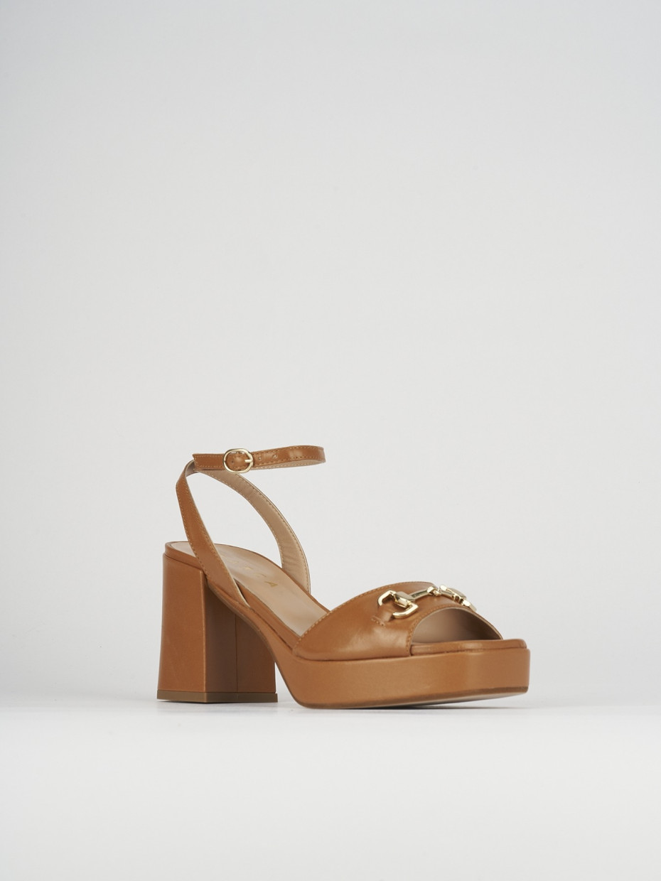 Sandalo tacco 7 cm marrone pelle