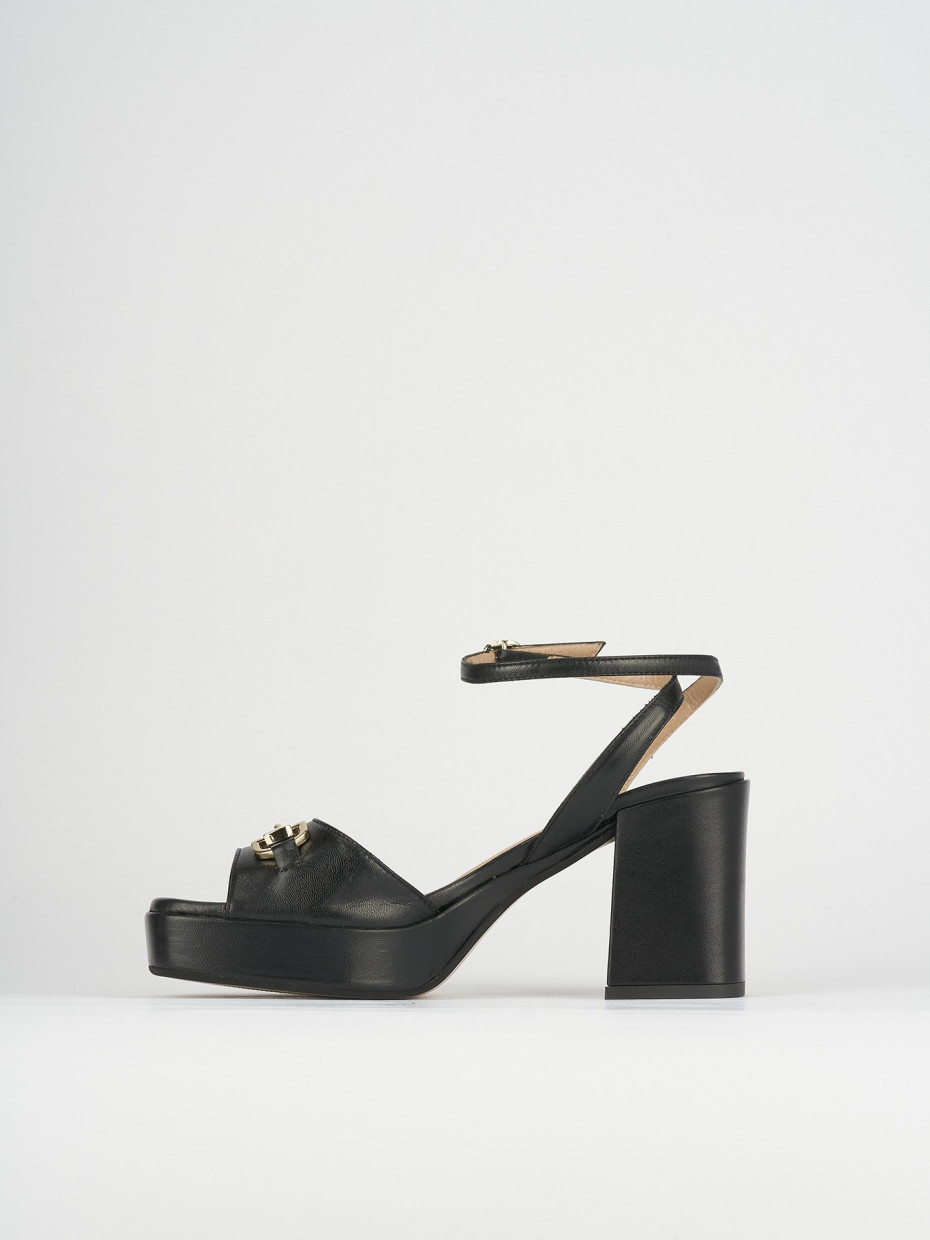 High heel sandals heel 7 cm black leather