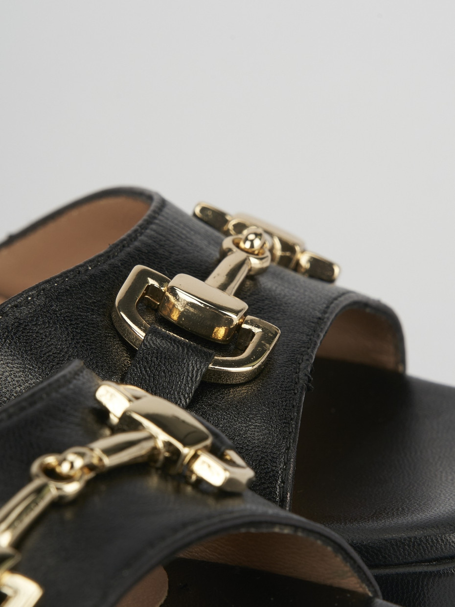 High heel sandals heel 7 cm black leather