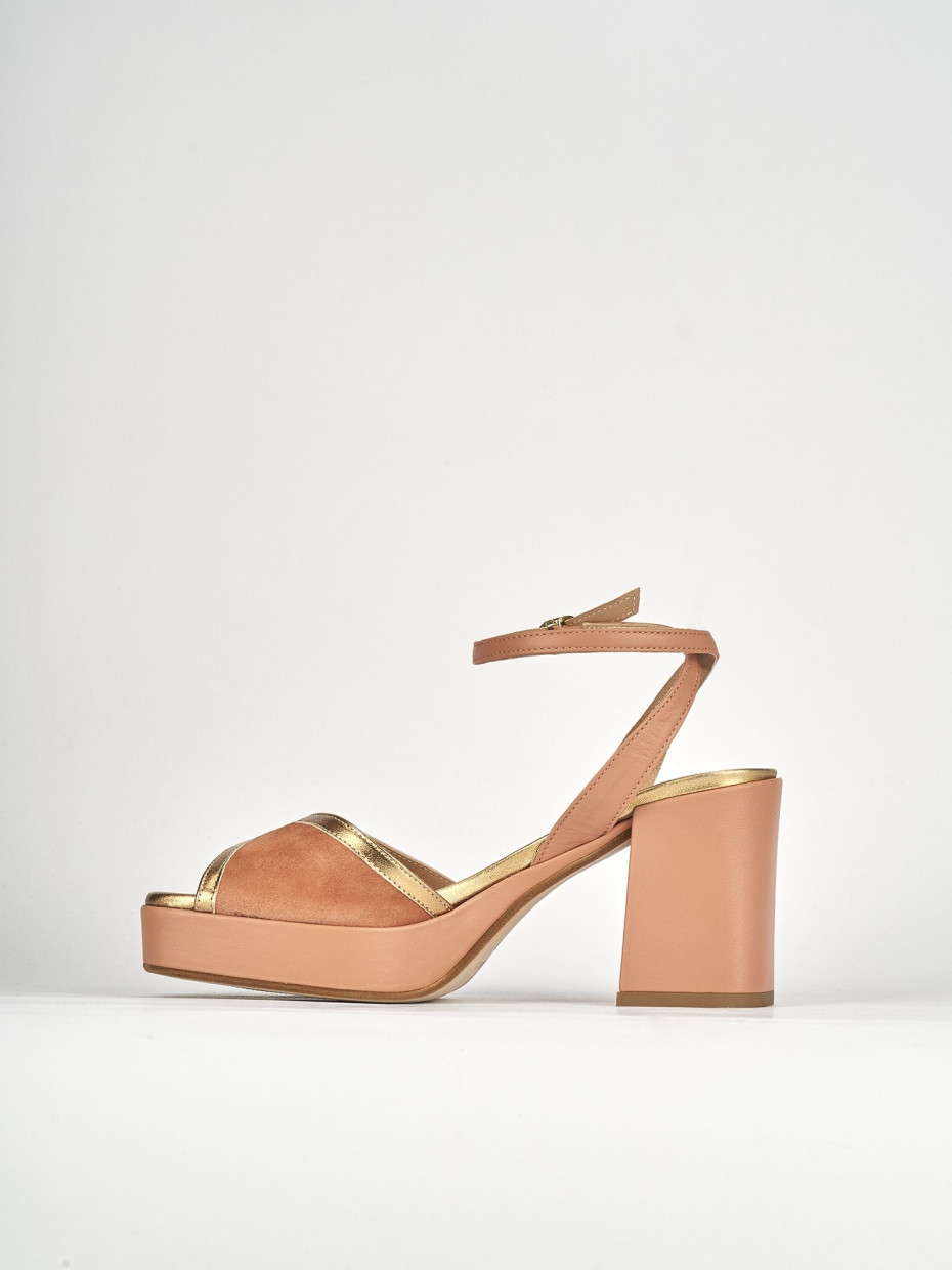Sandali tacco 7cm camoscio rosa