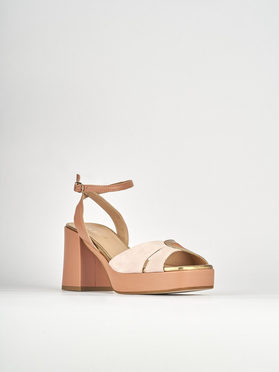 Sandali tacco 7cm camoscio rosa