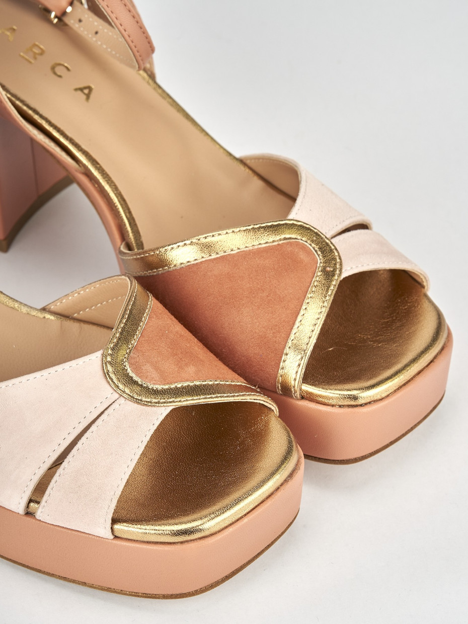 Sandali tacco 7cm camoscio rosa