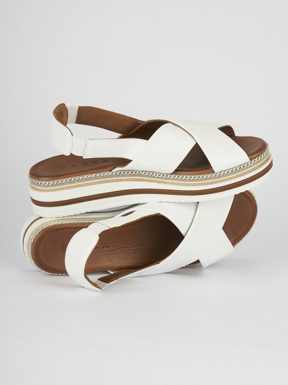 Wedge heels heel 5 cm white leather