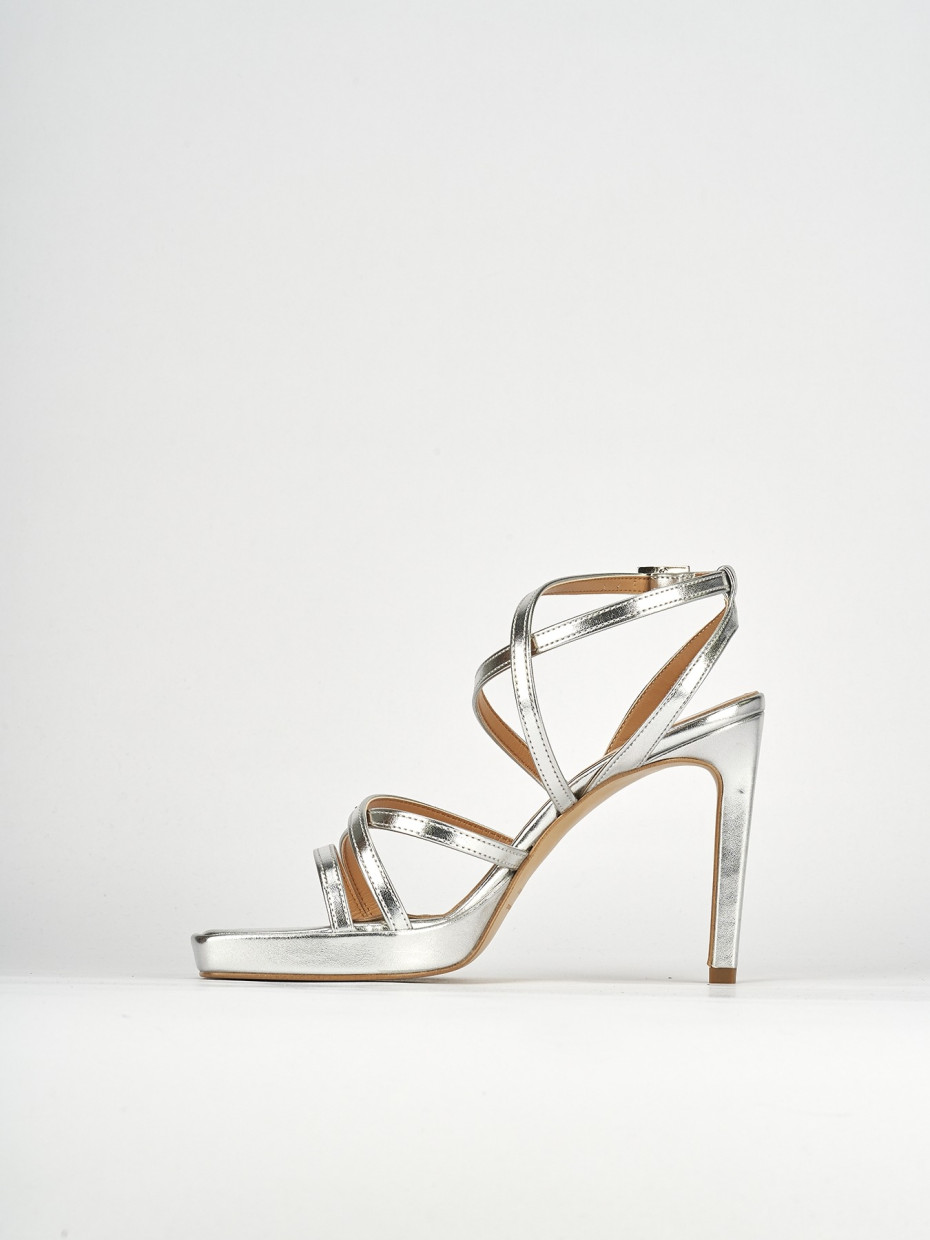 Sandali tacco 8cm pelle argento