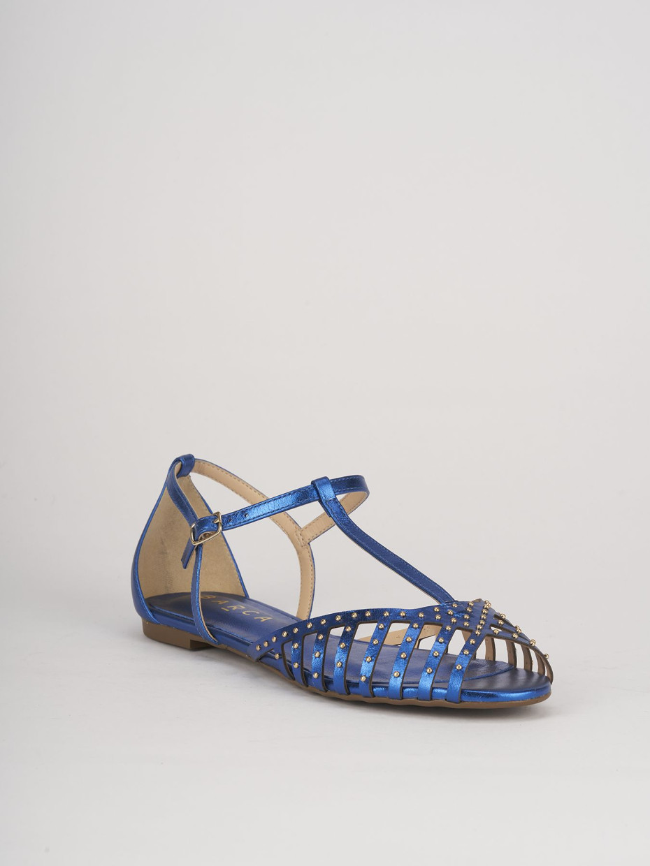 Low heel sandals heel 1 cm blu leather