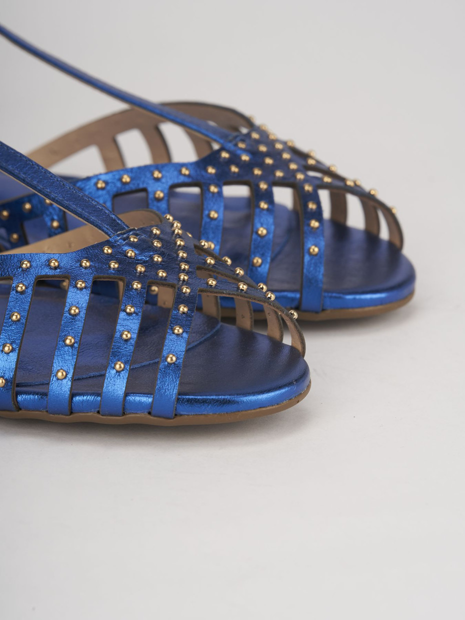 Low heel sandals heel 1 cm blu leather