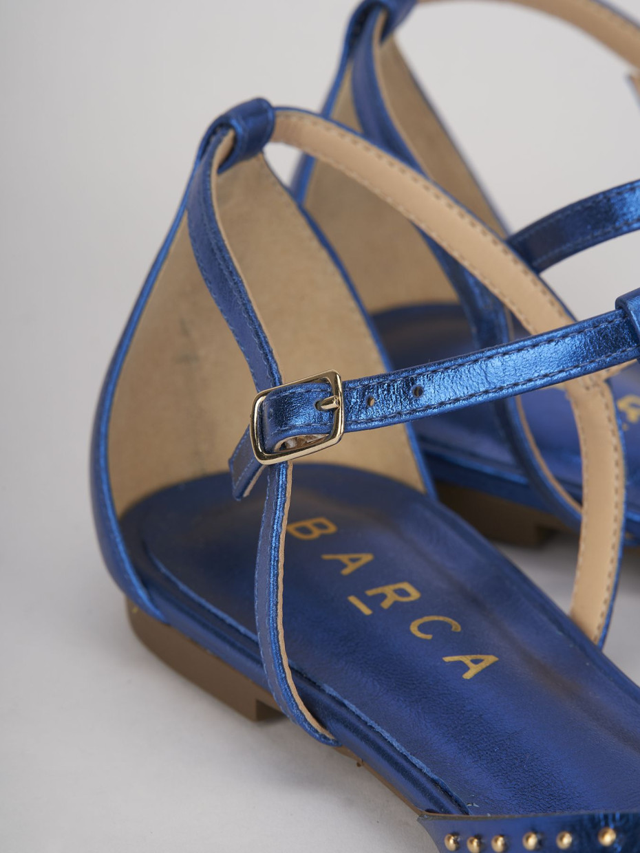 Sandalo tacco 1 cm blu pelle