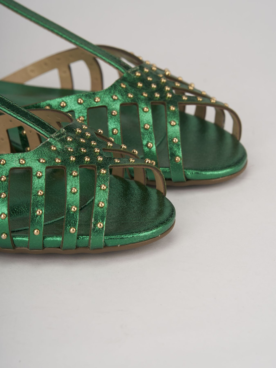 Sandalo tacco 1 cm verde pelle