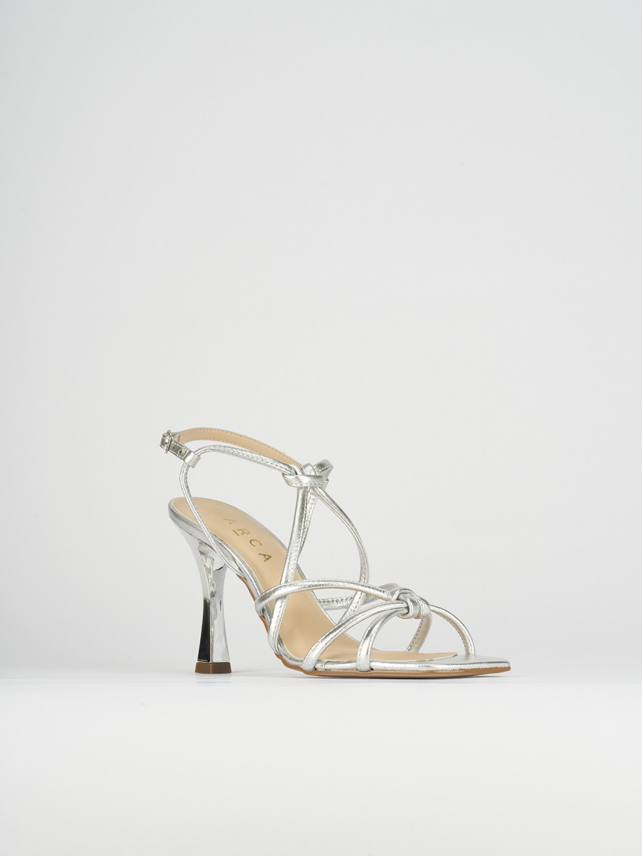 Sandalo tacco 9 cm argento pelle