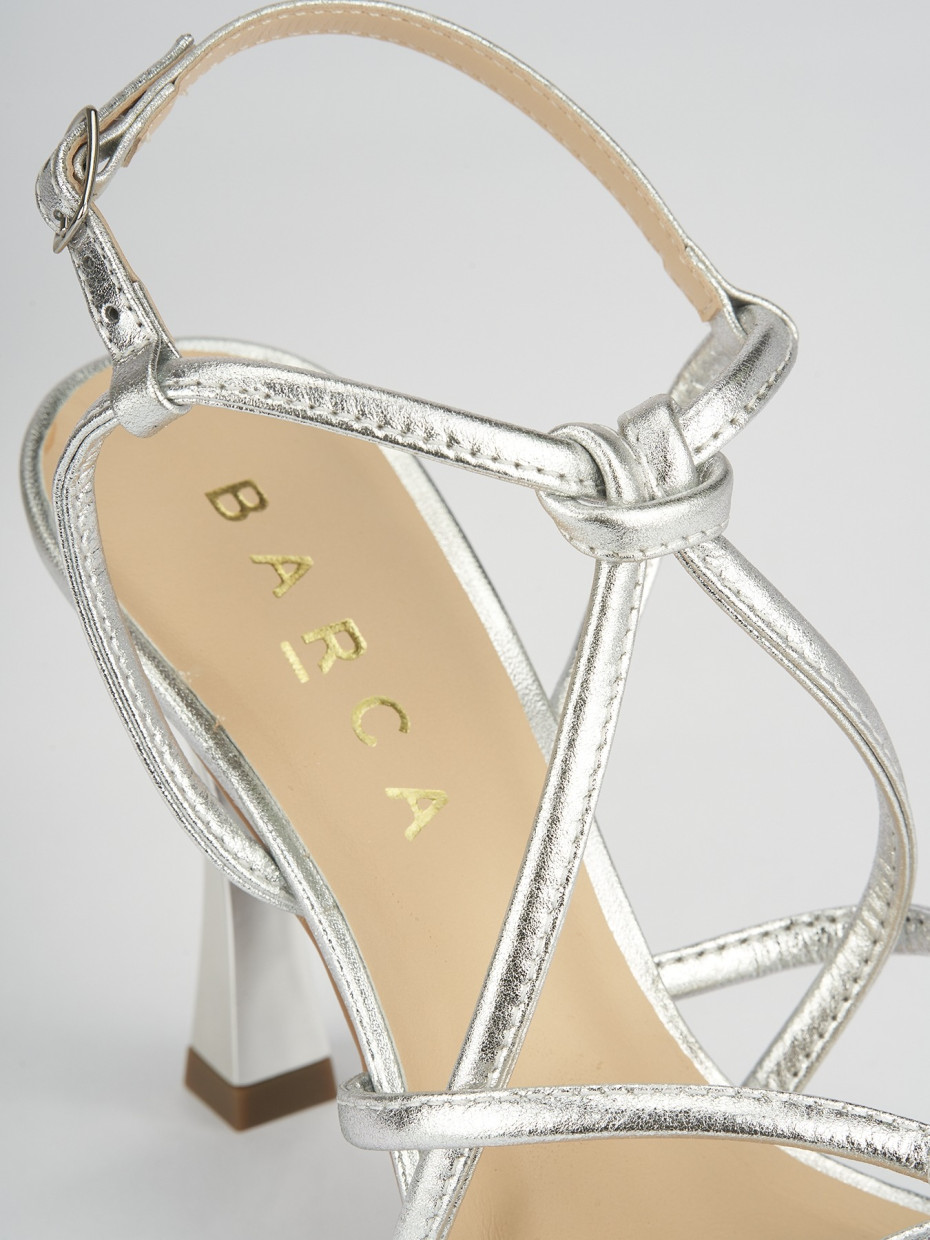 Sandalo tacco 9 cm argento pelle