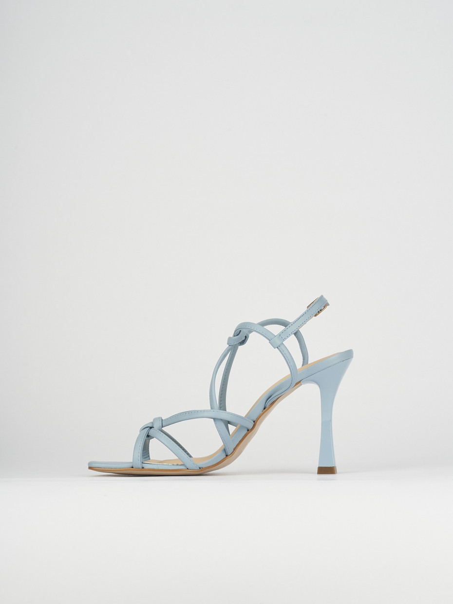 Sandalo tacco 9 cm azzurro pelle