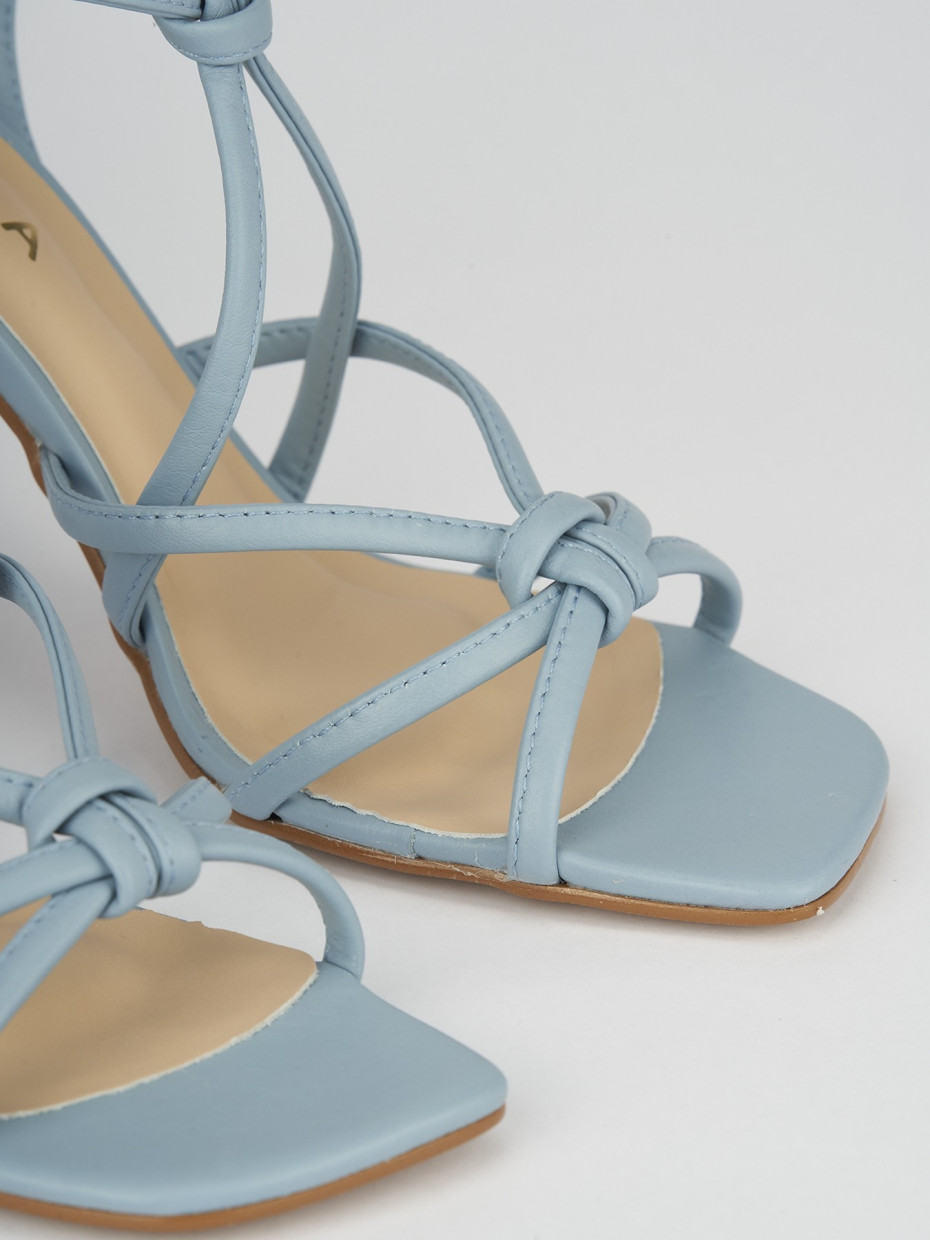 Sandalo tacco 9 cm azzurro pelle