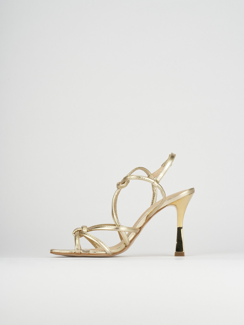 High heel sandals heel 9 cm gold leather
