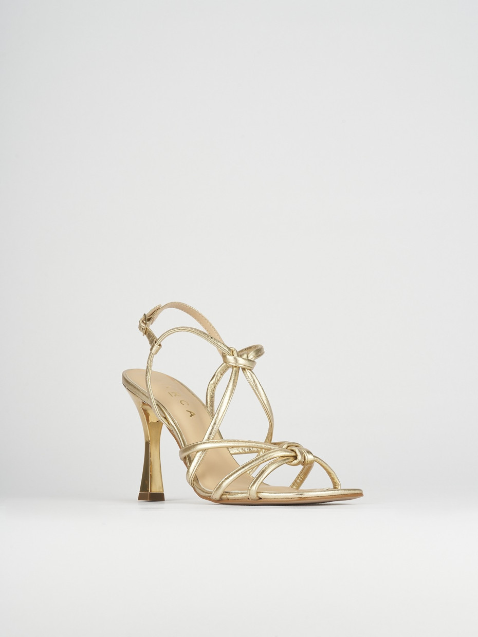 High heel sandals heel 9 cm gold leather