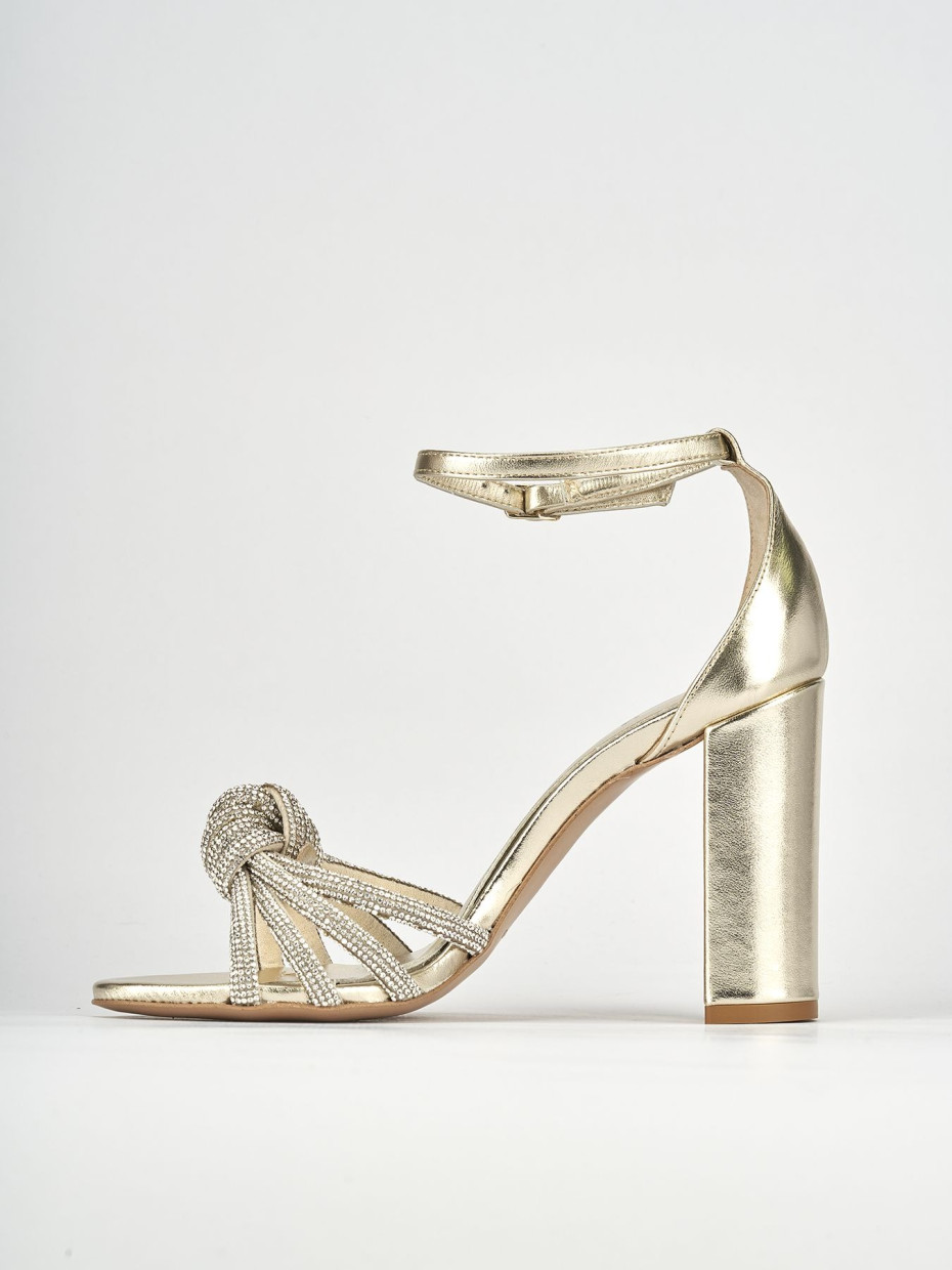 Sandali tacco 10cm pelle oro