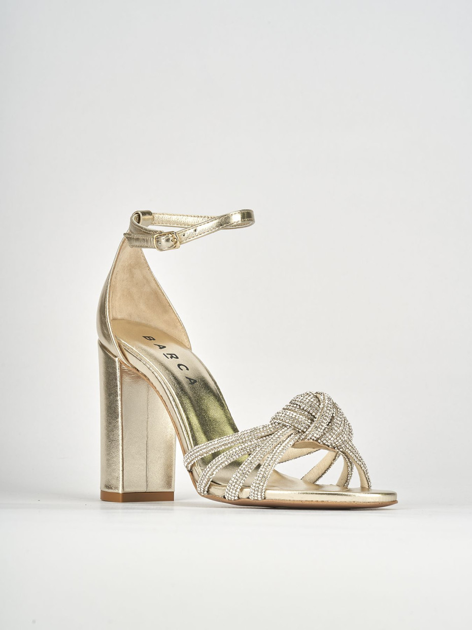 Sandali tacco 10cm pelle oro