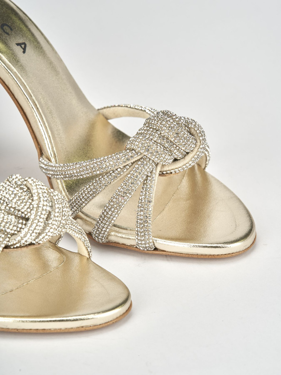 Sandali tacco 10cm pelle oro