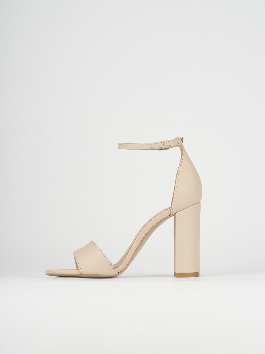 Sandali tacco 8cm pelle beige