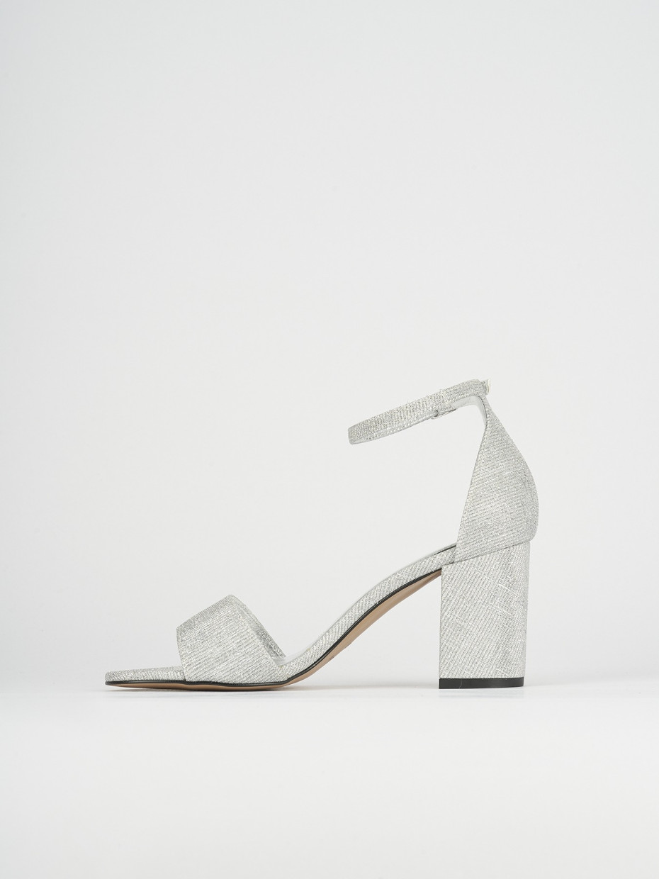 High heel sandals heel 7 cm silver leather