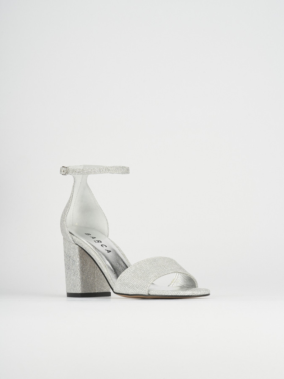 High heel sandals heel 7 cm silver leather