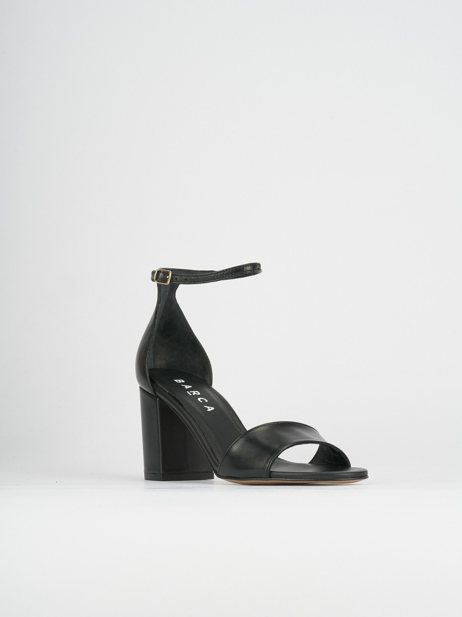 Sandali tacco 7cm pelle nero