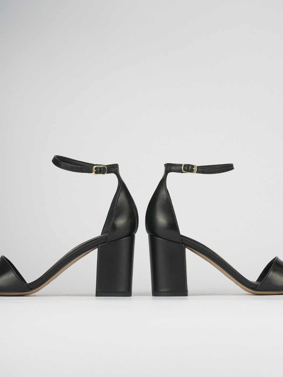 Sandali tacco 7cm pelle nero