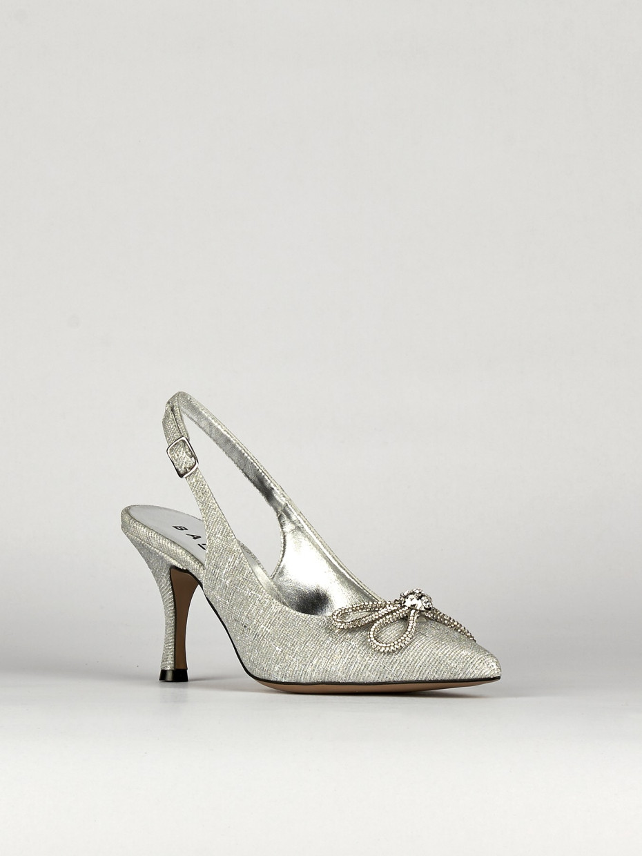 Pumps woman heel 5 cm silver laminated Barca Stores