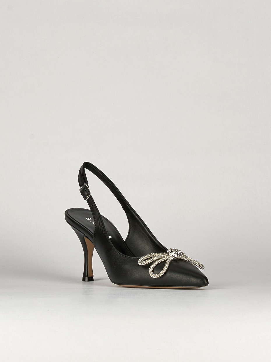 Slingback decoltè tacco 5 cm nero pelle