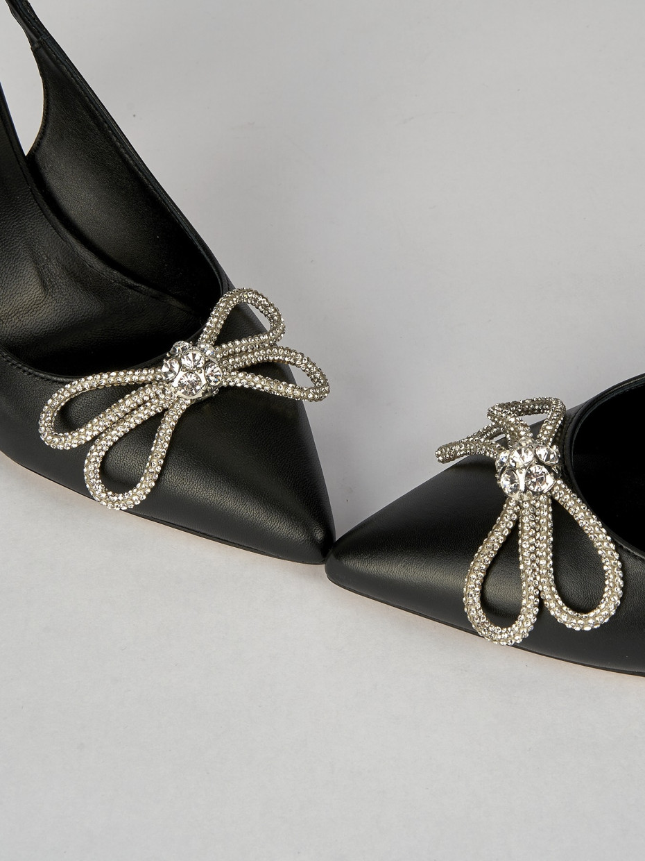 Slingback decoltè tacco 5 cm nero pelle