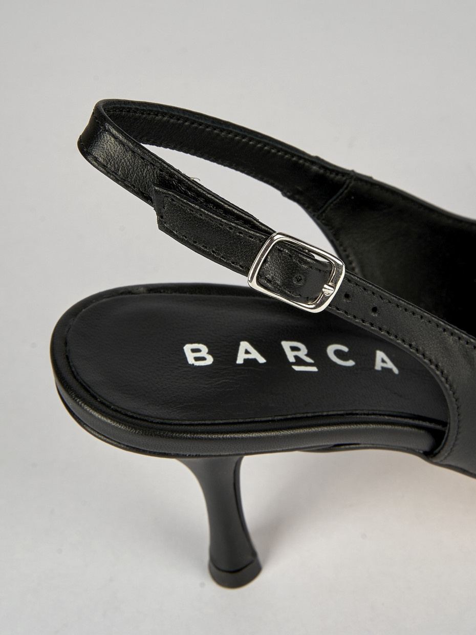 Slingback decoltè tacco 5 cm nero pelle