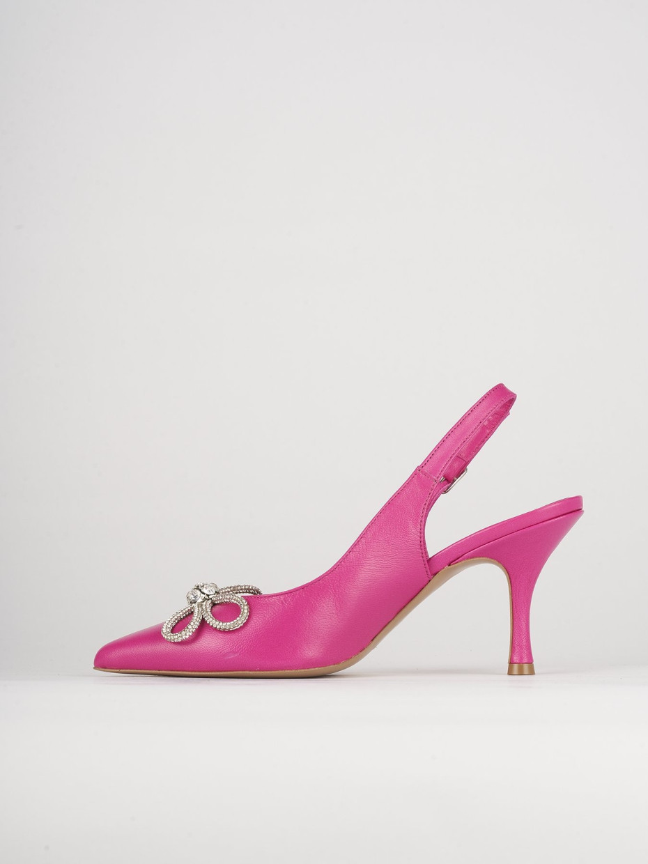 Slingback decoltè tacco 5 cm rosa pelle