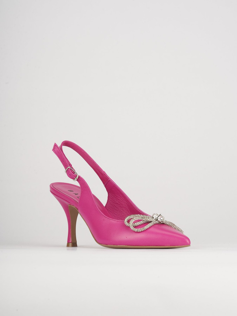 Slingback decoltè tacco 5 cm rosa pelle