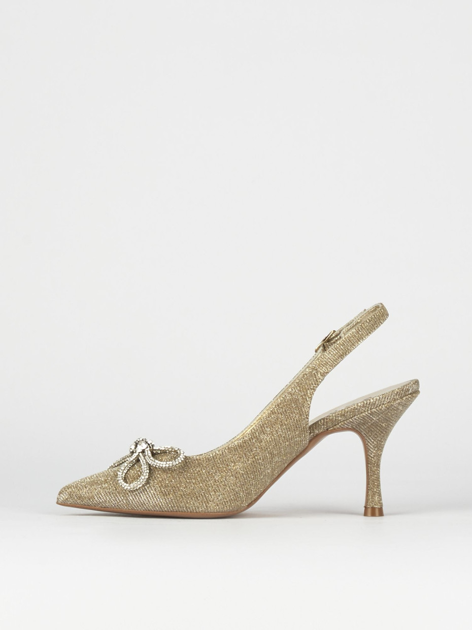 Slingback decoltè tacco 5 cm oro laminato