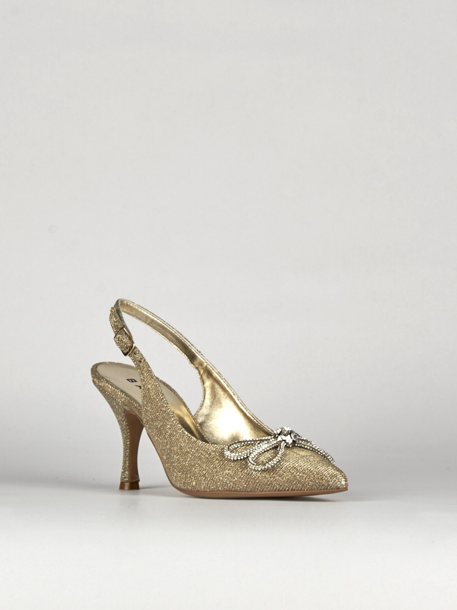 Slingback decoltè tacco 5 cm oro laminato