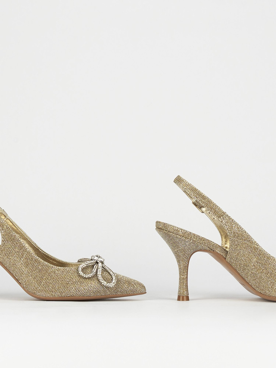 Slingback decoltè tacco 5 cm oro laminato