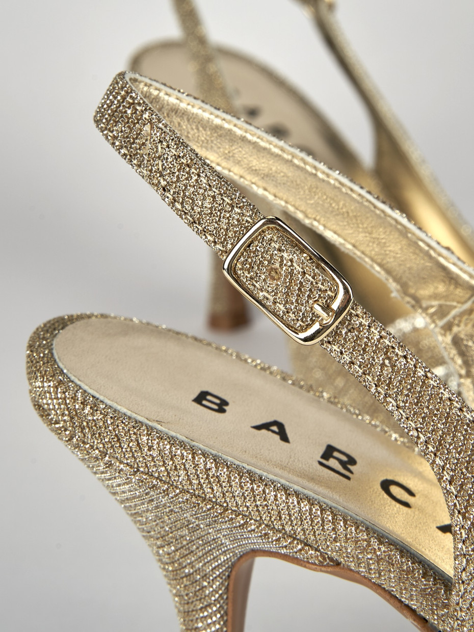 Slingback decoltè tacco 5 cm oro laminato