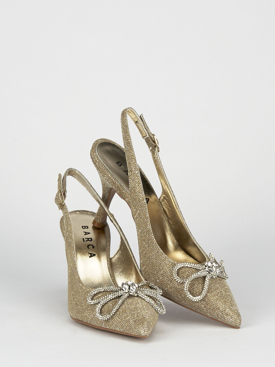 Slingback decoltè tacco 5 cm oro laminato