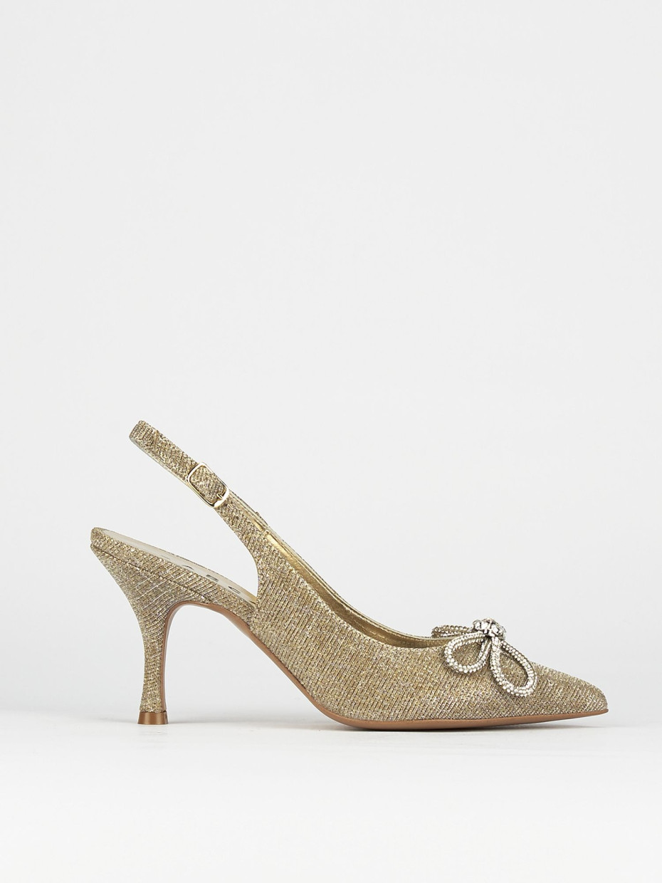 Slingback decoltè tacco 5 cm oro laminato