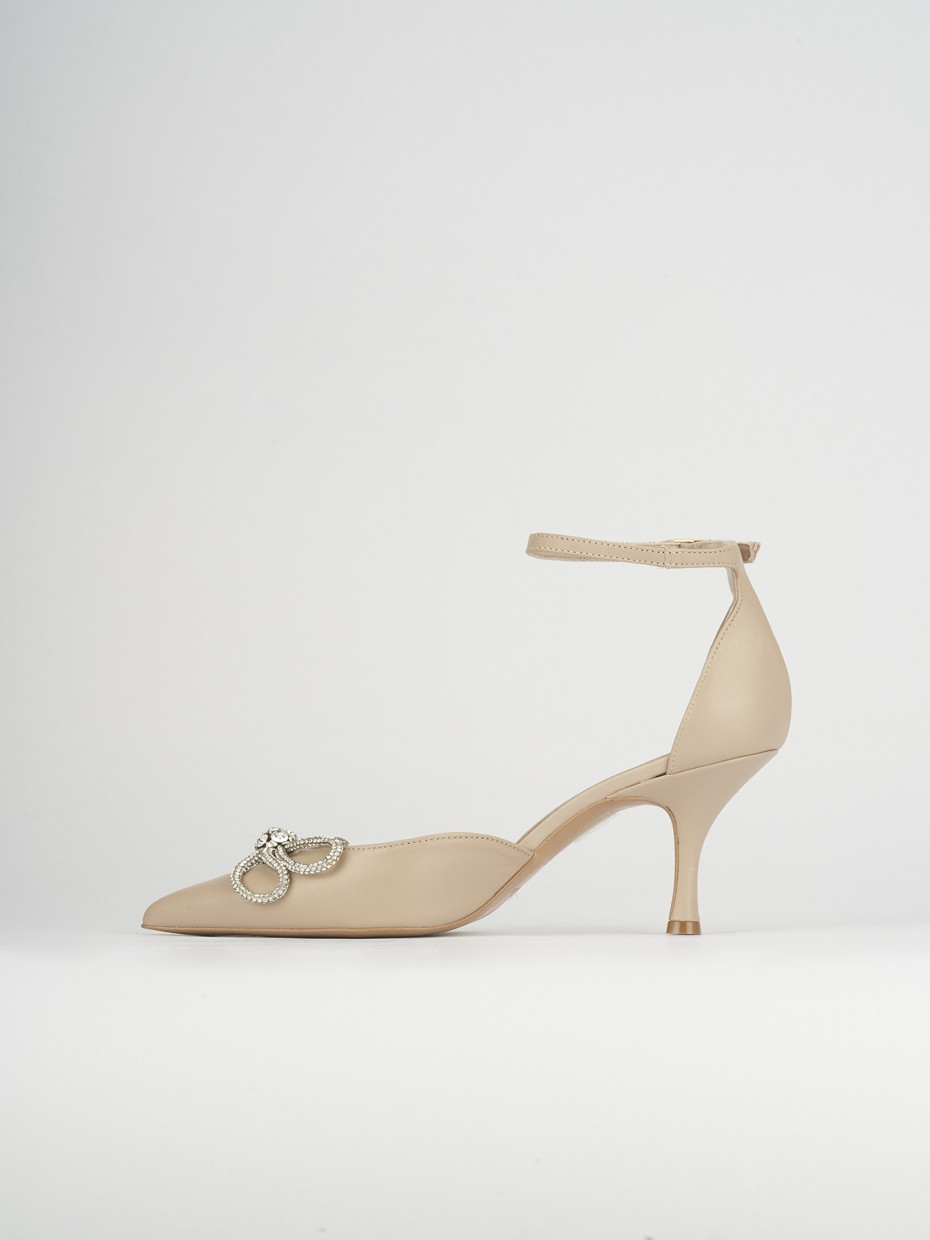 Pumps heel 7 cm beige leather
