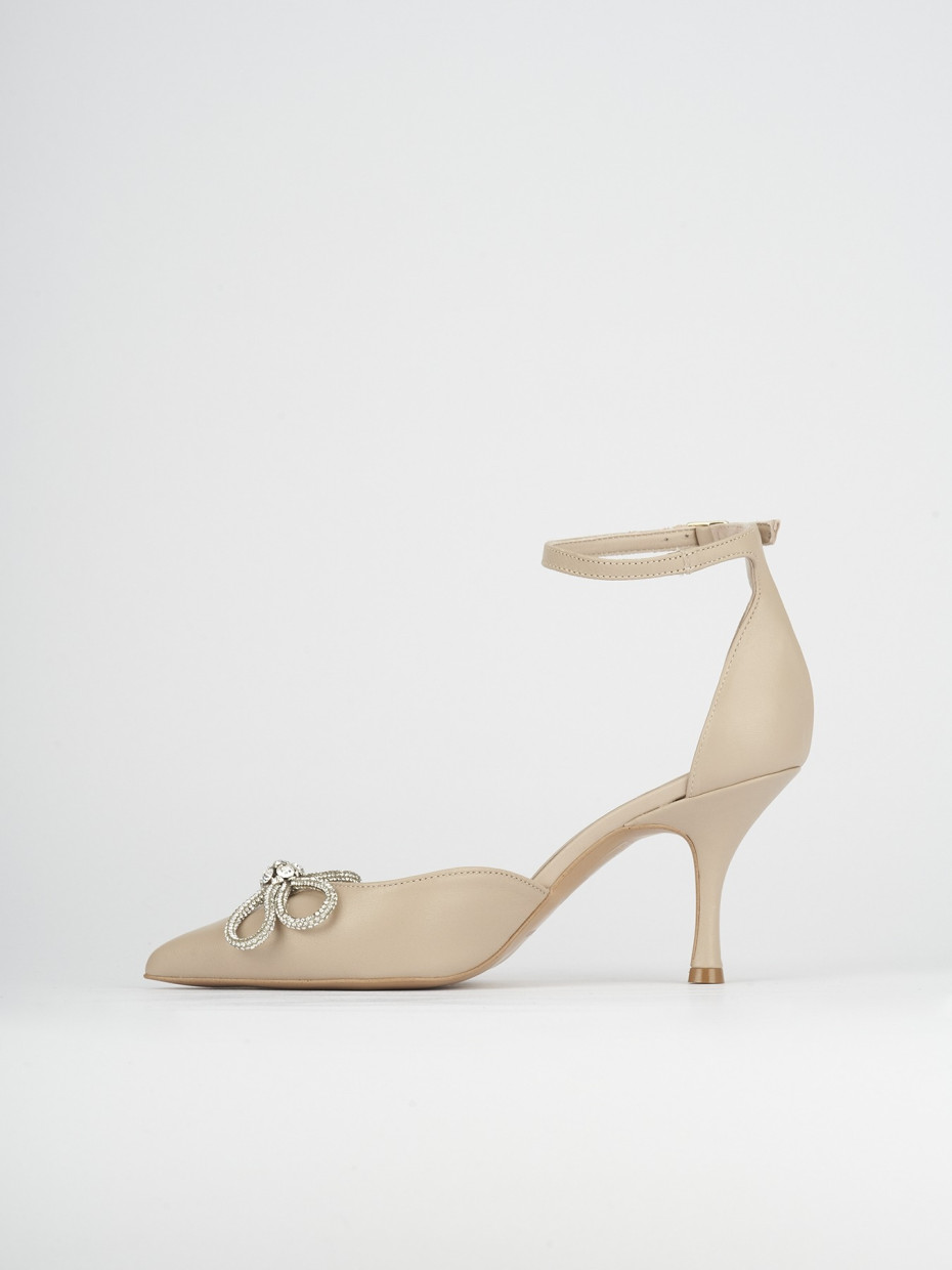 Pumps heel 7 cm beige leather